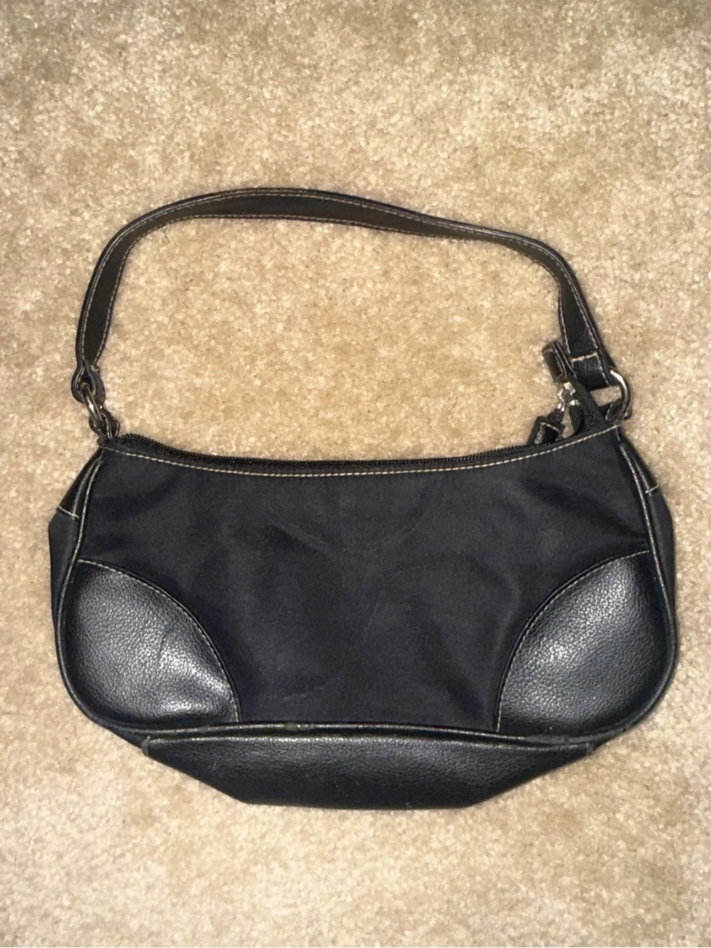 Classic Black Shoulder Bag with Leather Accents